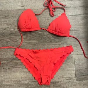 Scalloped red bikini